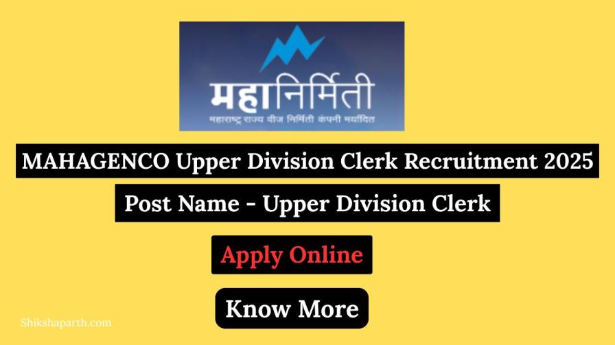 MAHAGENCO Upper Division Clerk Recruitment 2025